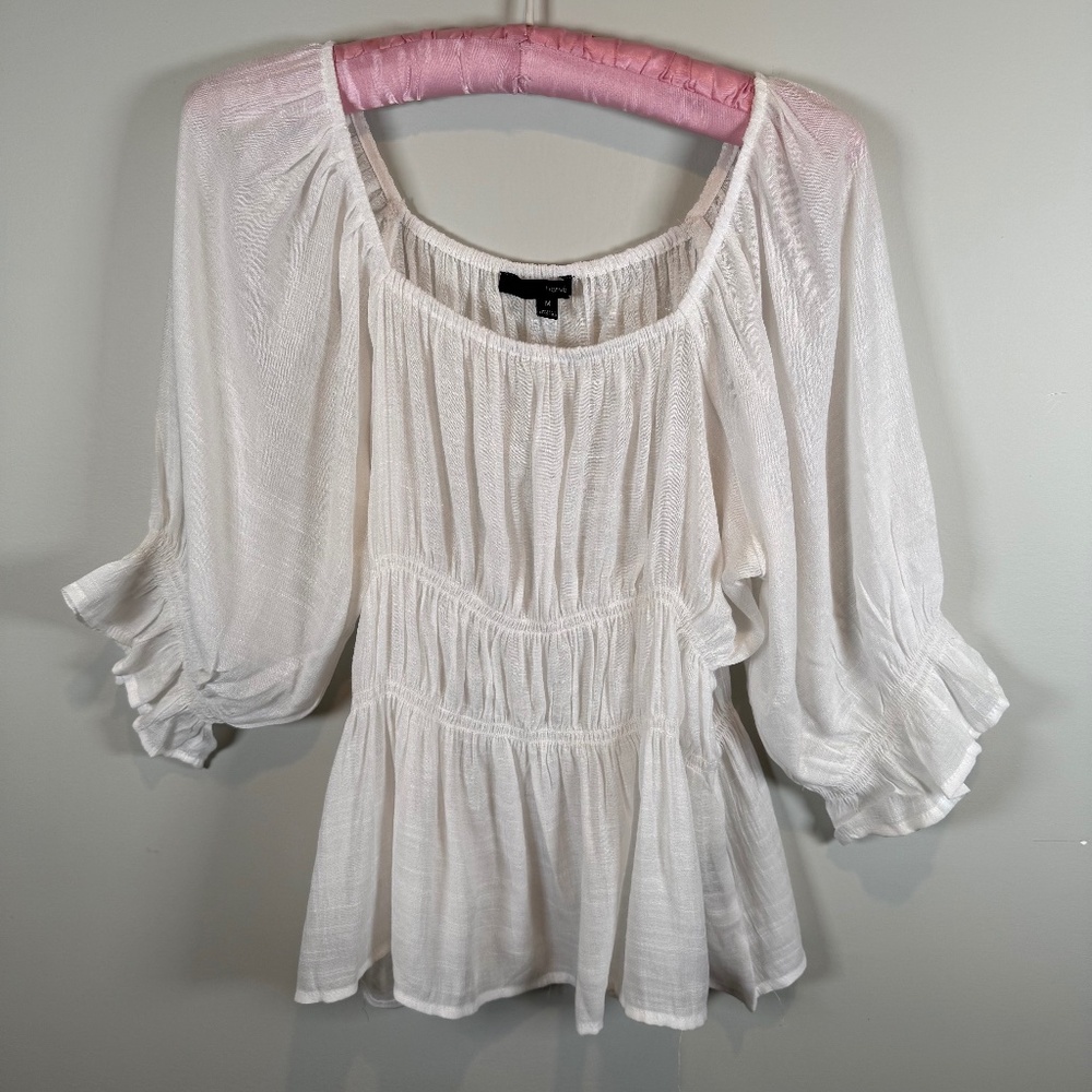 Womens Harve Benard White Linen-like Flowy Top Size M